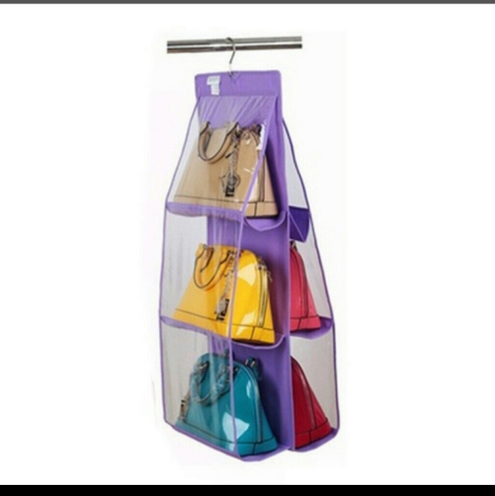 Purse Storage Hanging Organizer Purple Holds 6
